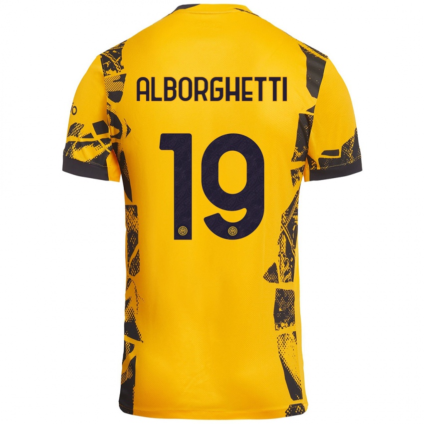 Heren Lisa Alborghetti #19 Goud Zwart Thuisshirt Derde Tenue 2024/25 T-Shirt