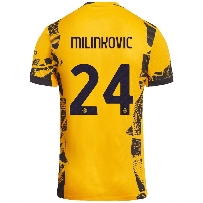 Heren Marija Milinković #24 Goud Zwart Thuisshirt Derde Tenue 2024/25 T-Shirt