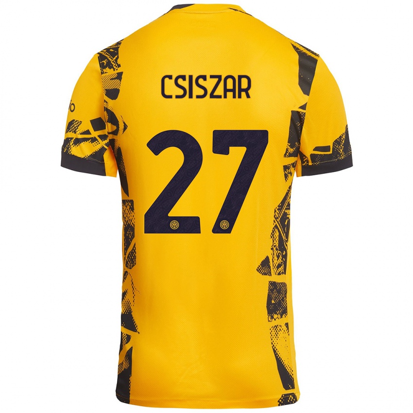 Heren Henrietta Csiszár #27 Goud Zwart Thuisshirt Derde Tenue 2024/25 T-Shirt