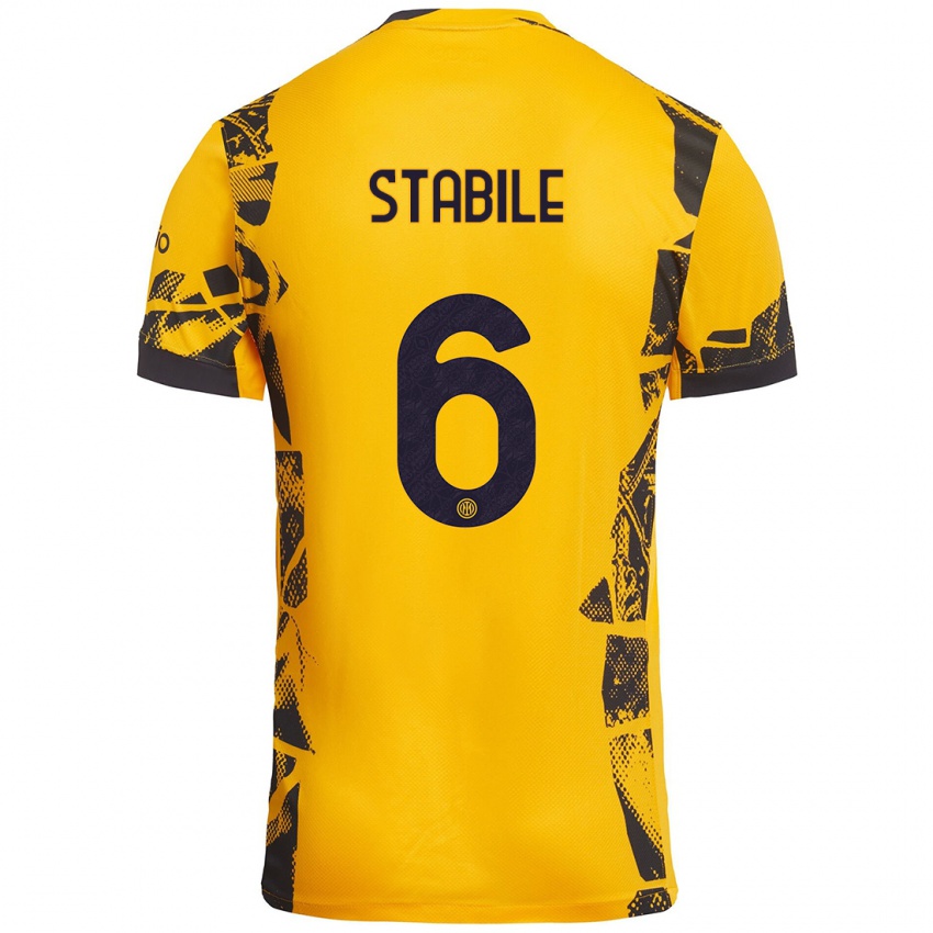 Heren Giacomo Stabile #6 Goud Zwart Thuisshirt Derde Tenue 2024/25 T-Shirt