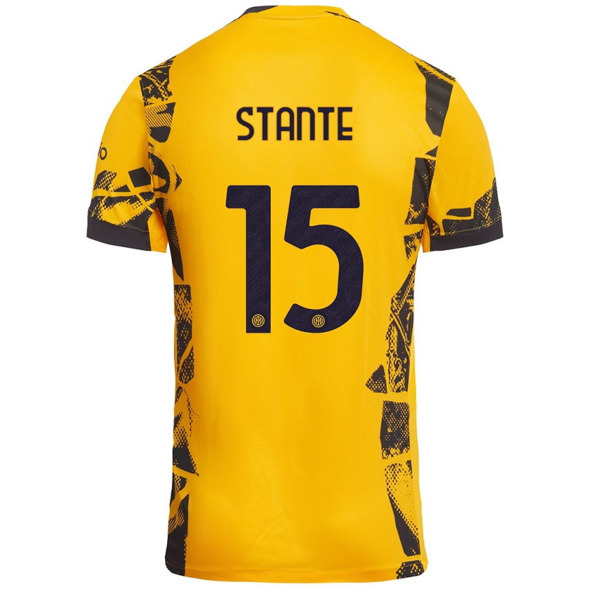 Heren Francesco Stante #15 Goud Zwart Thuisshirt Derde Tenue 2024/25 T-Shirt