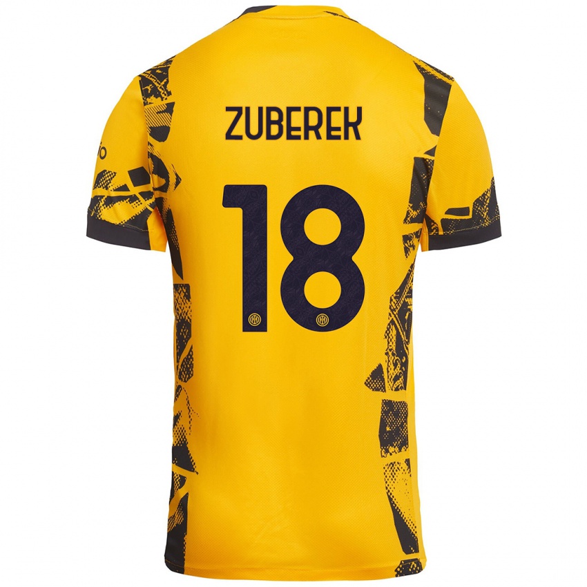 Heren Jan Zuberek #18 Goud Zwart Thuisshirt Derde Tenue 2024/25 T-Shirt