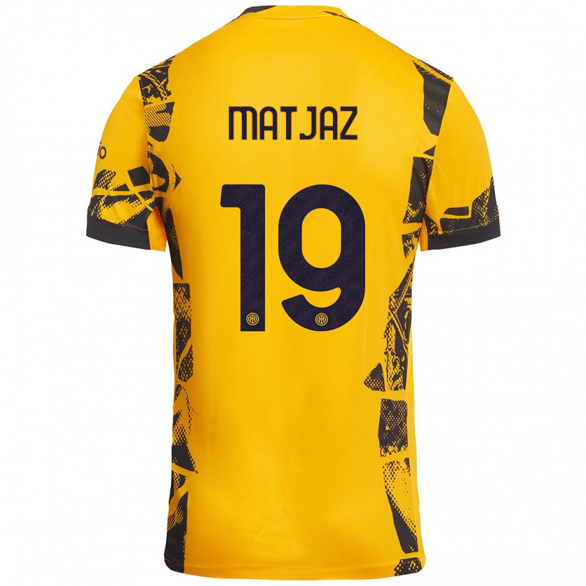 Heren Samo Matjaz #19 Goud Zwart Thuisshirt Derde Tenue 2024/25 T-Shirt