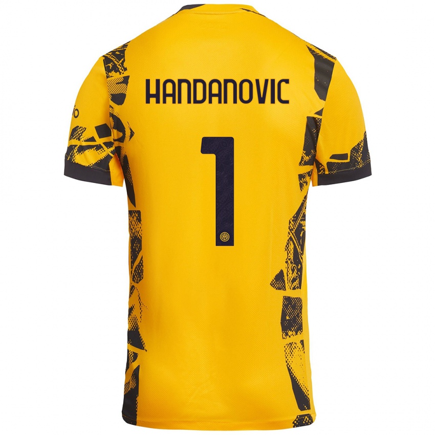 Heren Samir Handanovic #1 Goud Zwart Thuisshirt Derde Tenue 2024/25 T-Shirt