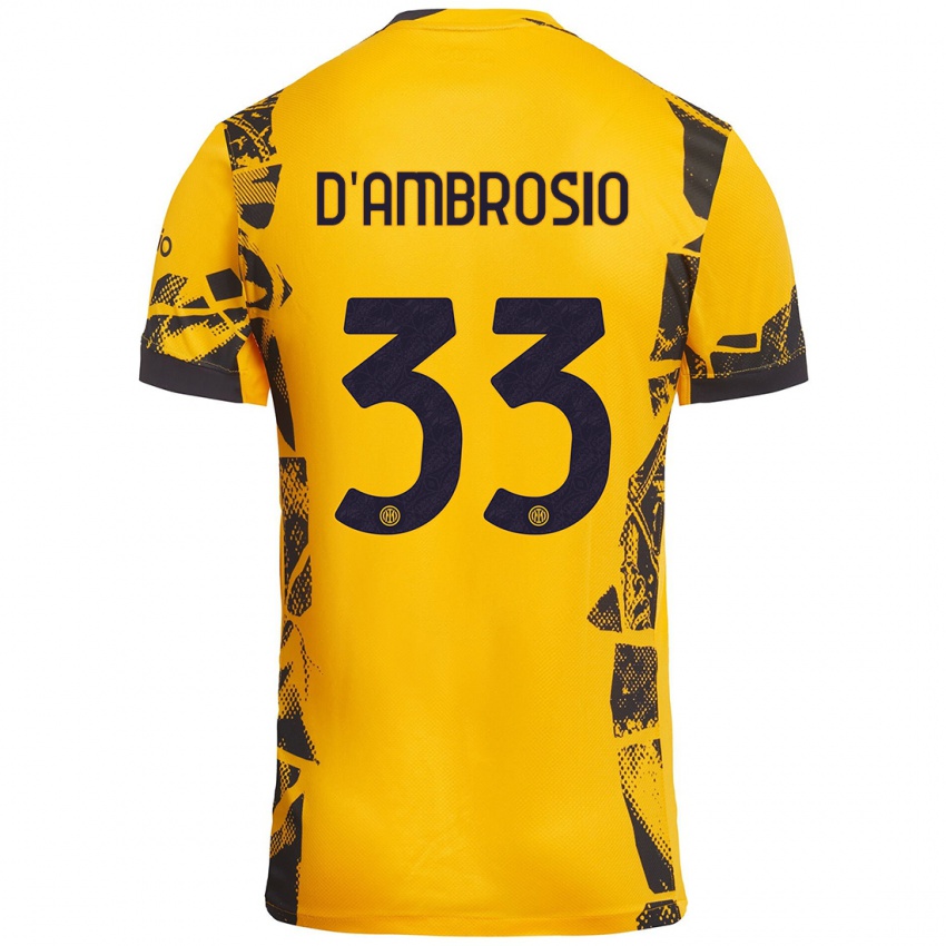 Heren Danilo D'ambrosio #33 Goud Zwart Thuisshirt Derde Tenue 2024/25 T-Shirt