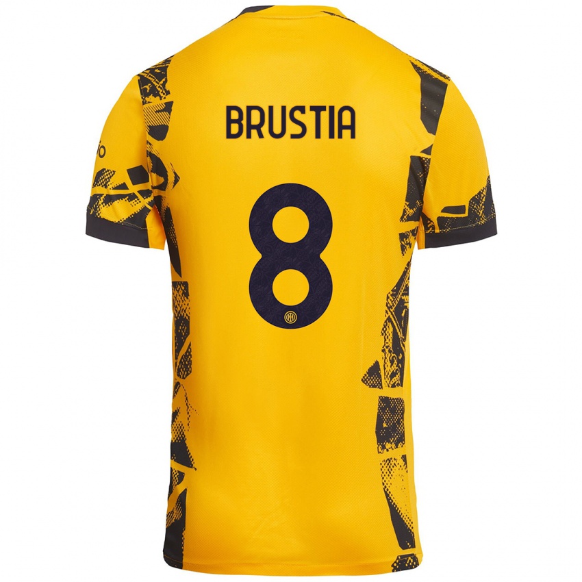 Heren Martina Brustia #8 Goud Zwart Thuisshirt Derde Tenue 2024/25 T-Shirt