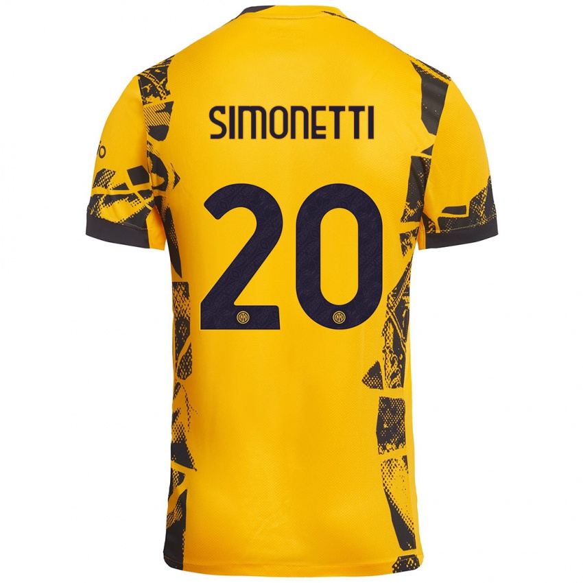 Heren Flaminia Simonetti #20 Goud Zwart Thuisshirt Derde Tenue 2024/25 T-Shirt