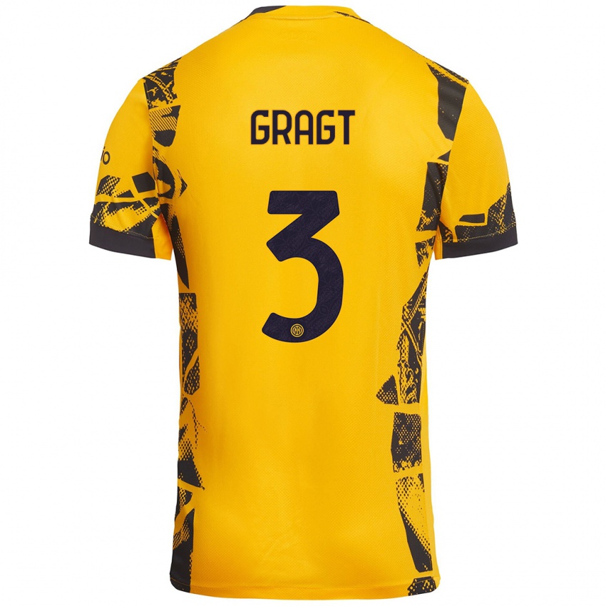 Heren Stefanie Van Der Gragt #3 Goud Zwart Thuisshirt Derde Tenue 2024/25 T-Shirt