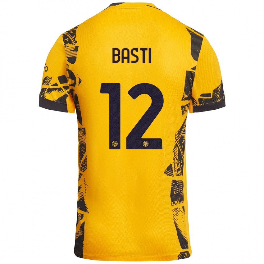 Heren Matteo Basti #12 Goud Zwart Thuisshirt Derde Tenue 2024/25 T-Shirt