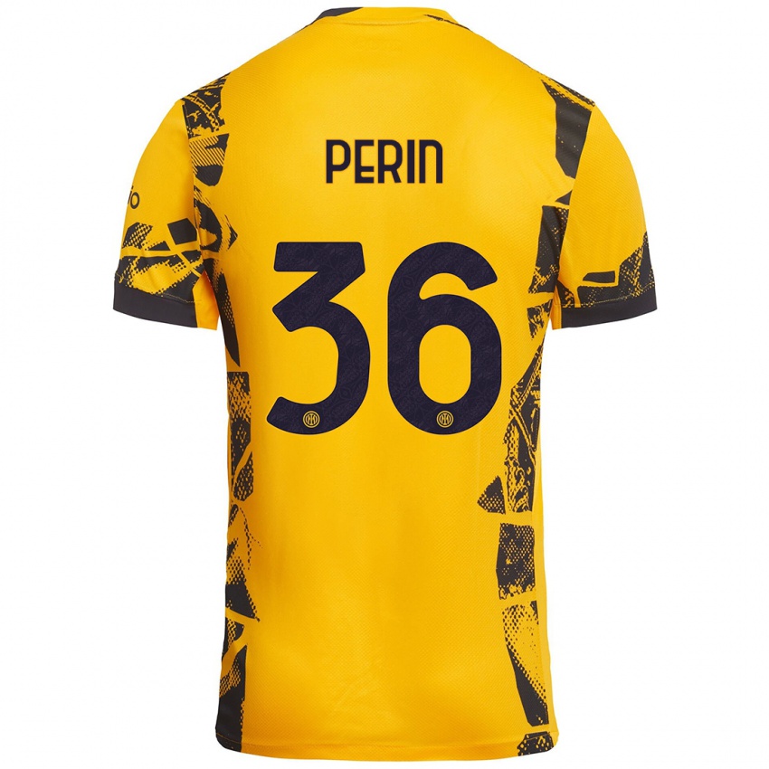 Heren Nicolo Perin #36 Goud Zwart Thuisshirt Derde Tenue 2024/25 T-Shirt