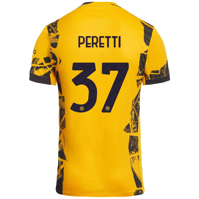 Heren Lorenzo Peretti #37 Goud Zwart Thuisshirt Derde Tenue 2024/25 T-Shirt