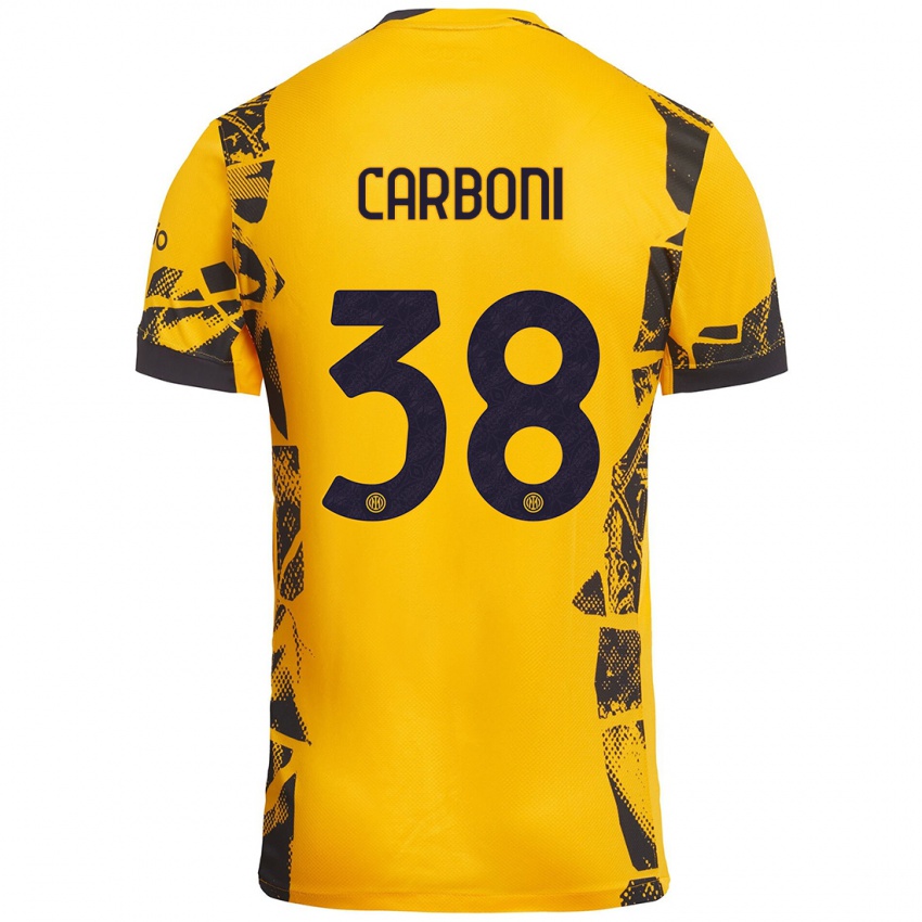 Heren Valentin Carboni #38 Goud Zwart Thuisshirt Derde Tenue 2024/25 T-Shirt