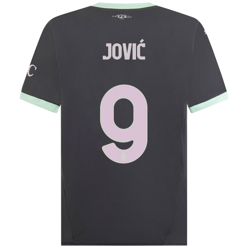 Heren Luka Jovic #9 Grijs Thuisshirt Derde Tenue 2024/25 T-Shirt