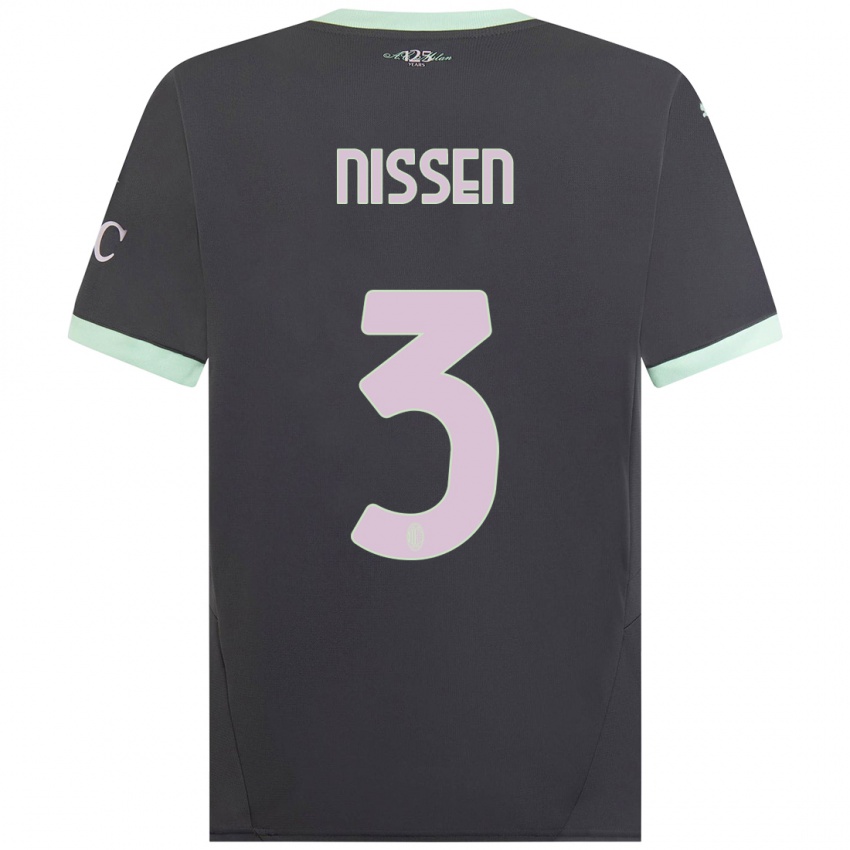 Heren Fredrik Nissen #3 Grijs Thuisshirt Derde Tenue 2024/25 T-Shirt