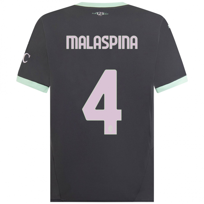 Heren Mattia Malaspina #4 Grijs Thuisshirt Derde Tenue 2024/25 T-Shirt