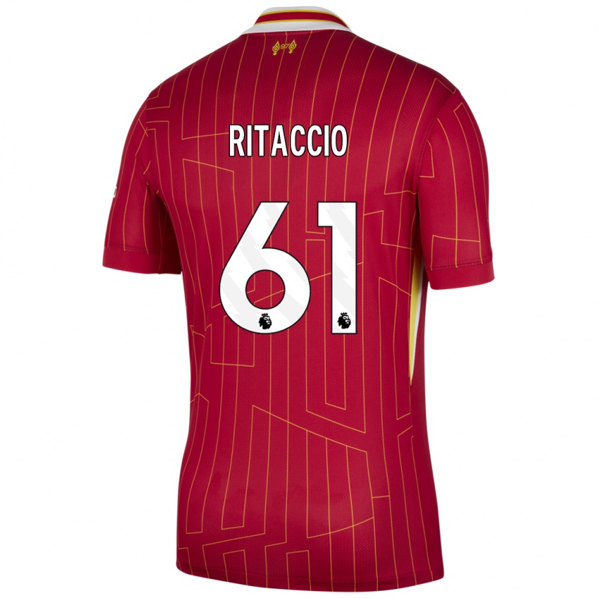 Dames Matteo Ritaccio #61 Rood Geel Wit Thuisshirt Thuistenue 2024/25 T-Shirt