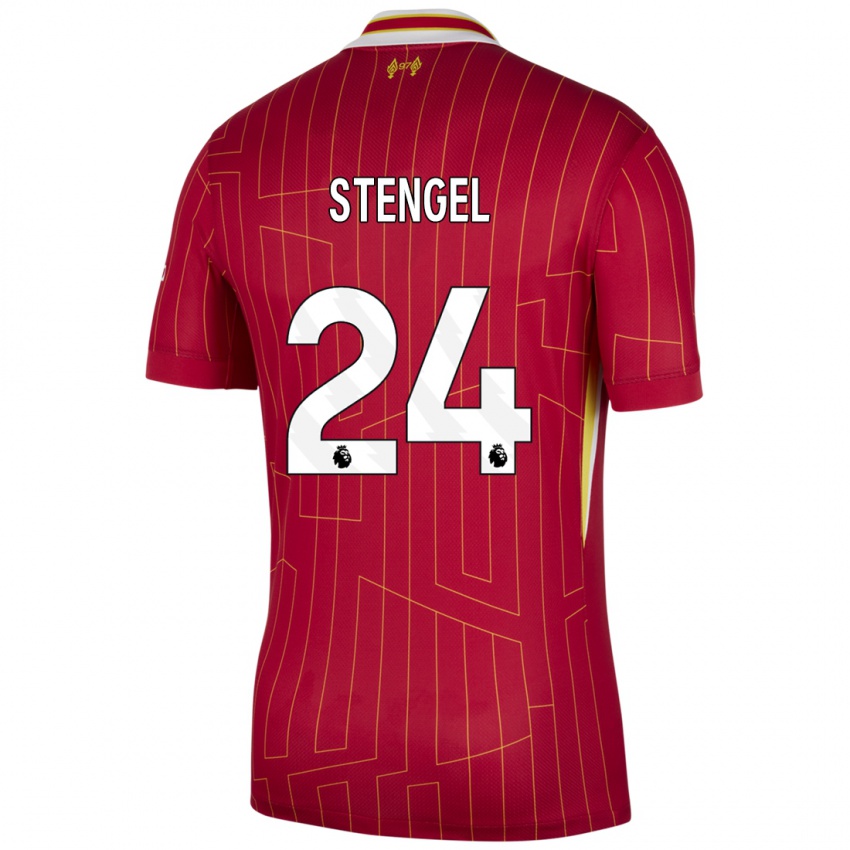 Dames Katie Stengel #24 Rood Geel Wit Thuisshirt Thuistenue 2024/25 T-Shirt