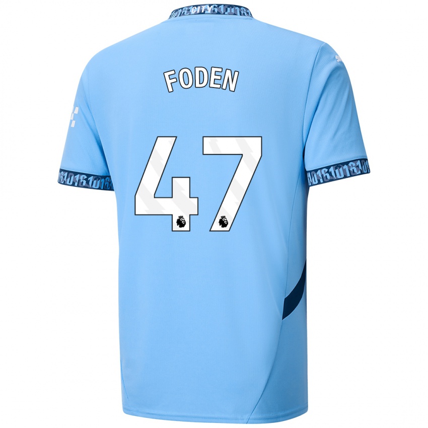 Dames Phil Foden #47 Marineblauw Thuisshirt Thuistenue 2024/25 T-Shirt