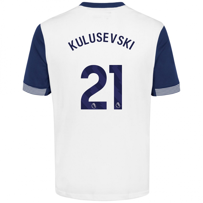 Dames Dejan Kulusevski #21 Wit Blauw Thuisshirt Thuistenue 2024/25 T-Shirt