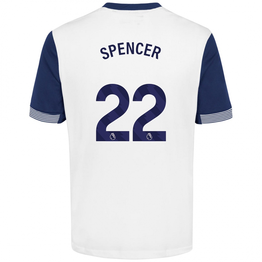 Dames Rebecca Spencer #22 Wit Blauw Thuisshirt Thuistenue 2024/25 T-Shirt