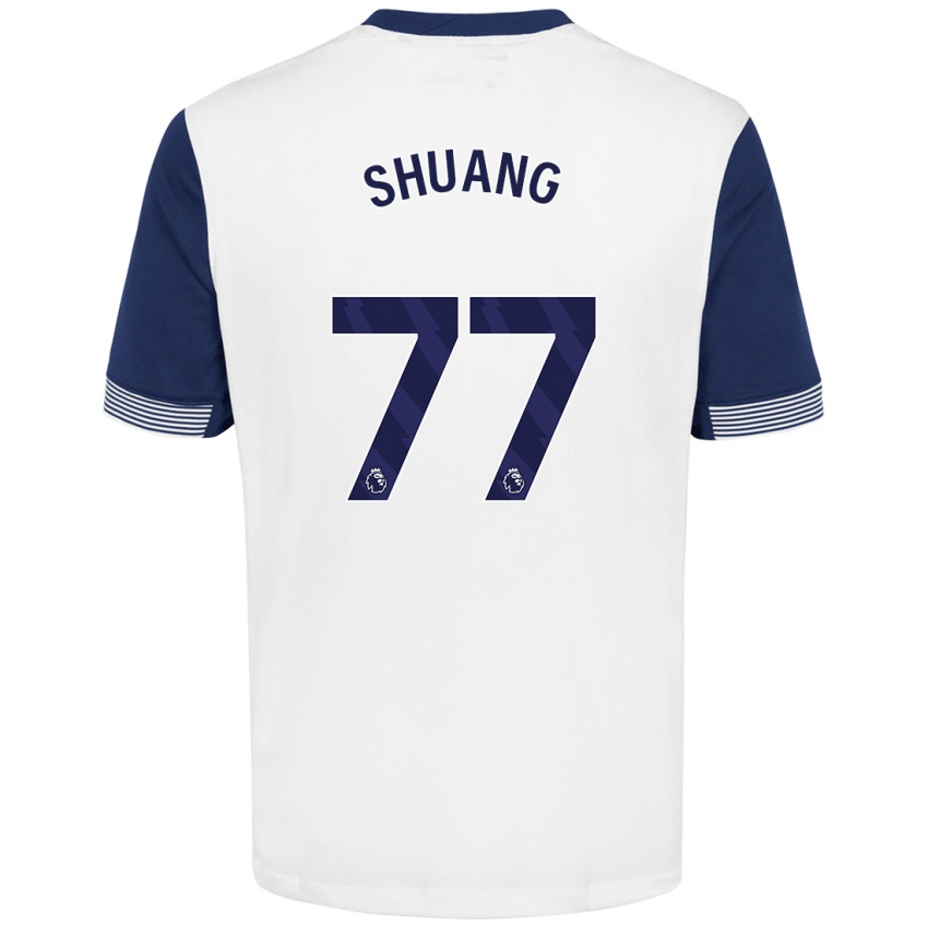 Dames Wang Shuang #77 Wit Blauw Thuisshirt Thuistenue 2024/25 T-Shirt