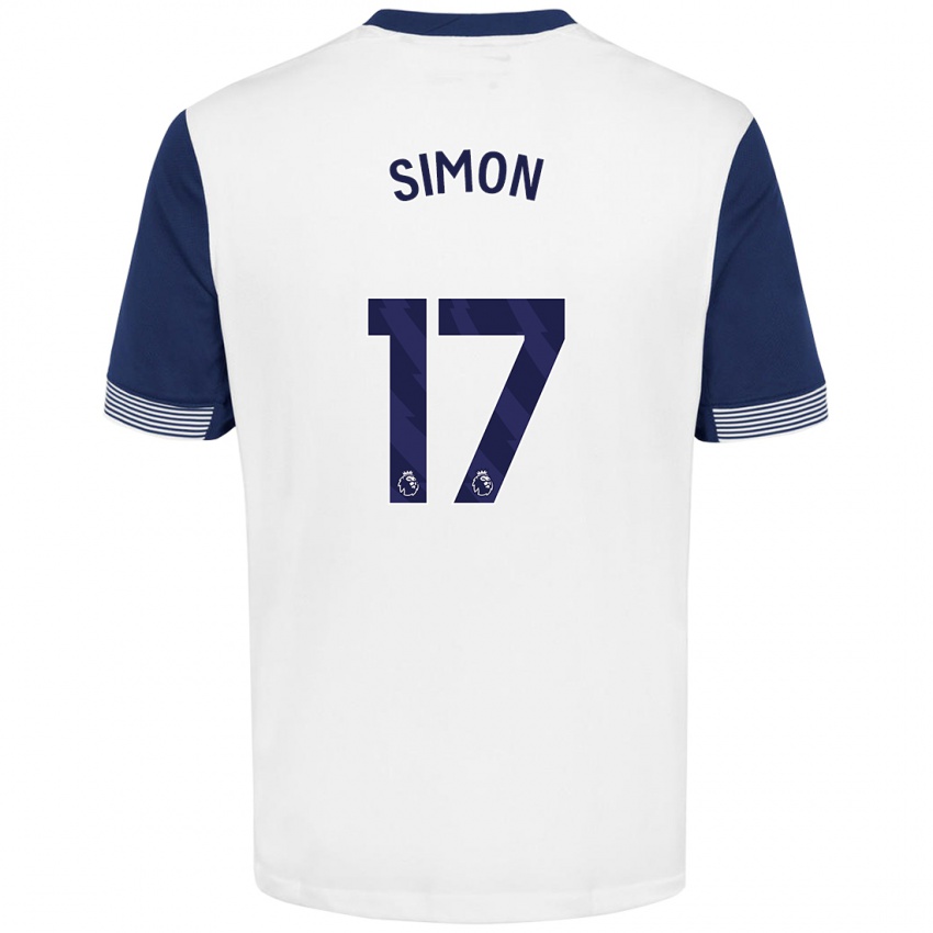 Dames Kyah Simon #17 Wit Blauw Thuisshirt Thuistenue 2024/25 T-Shirt