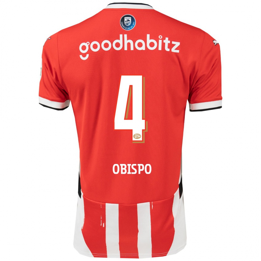 Dames Armando Obispo #4 Rood Wit Thuisshirt Thuistenue 2024/25 T-Shirt