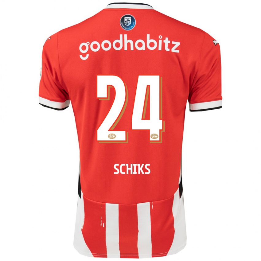 Dames Niek Schiks #24 Rood Wit Thuisshirt Thuistenue 2024/25 T-Shirt