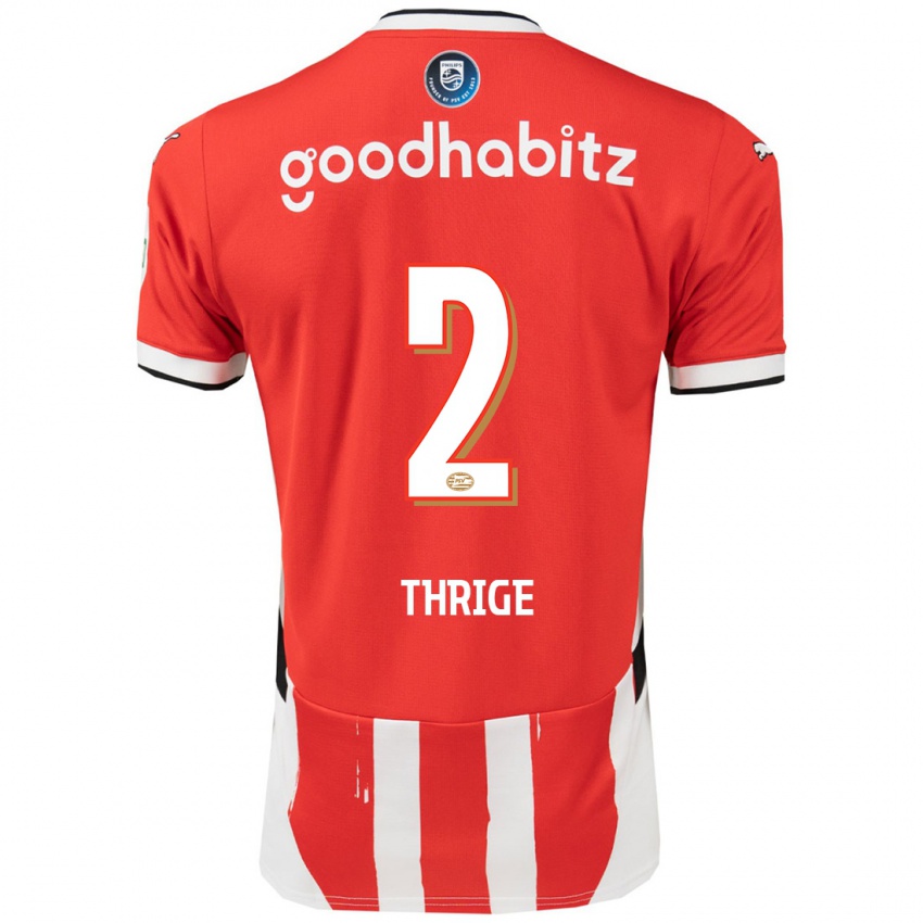 Dames Sara Thrige #2 Rood Wit Thuisshirt Thuistenue 2024/25 T-Shirt