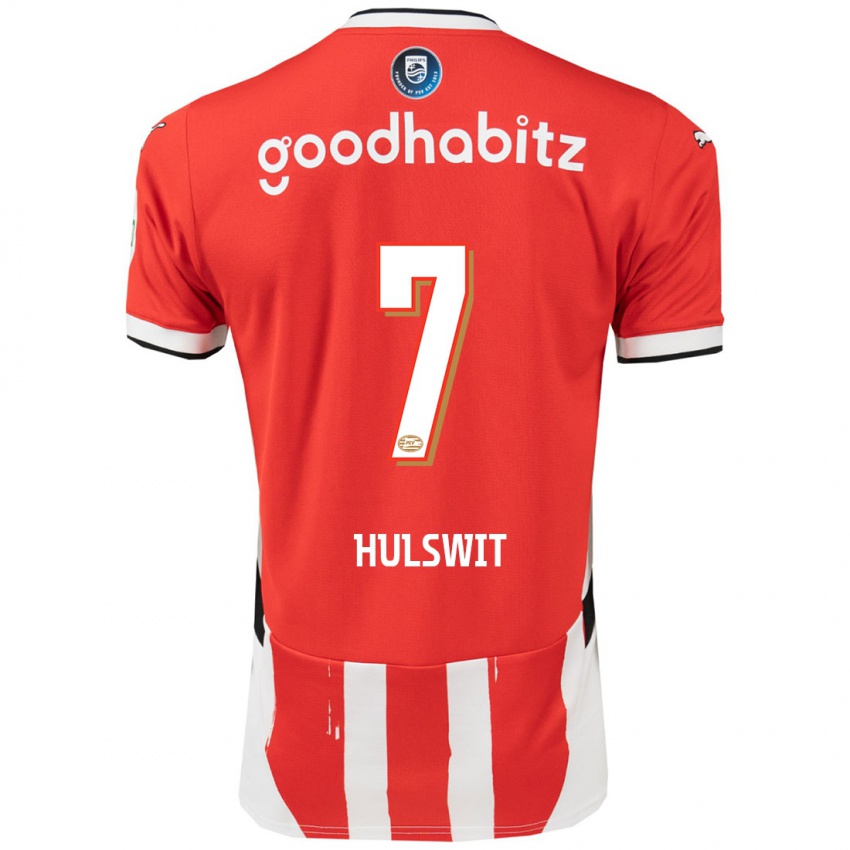 Dames Zera Hulswit #7 Rood Wit Thuisshirt Thuistenue 2024/25 T-Shirt