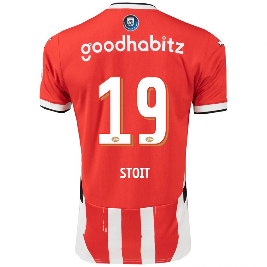 Dames Fleur Stoit #19 Rood Wit Thuisshirt Thuistenue 2024/25 T-Shirt