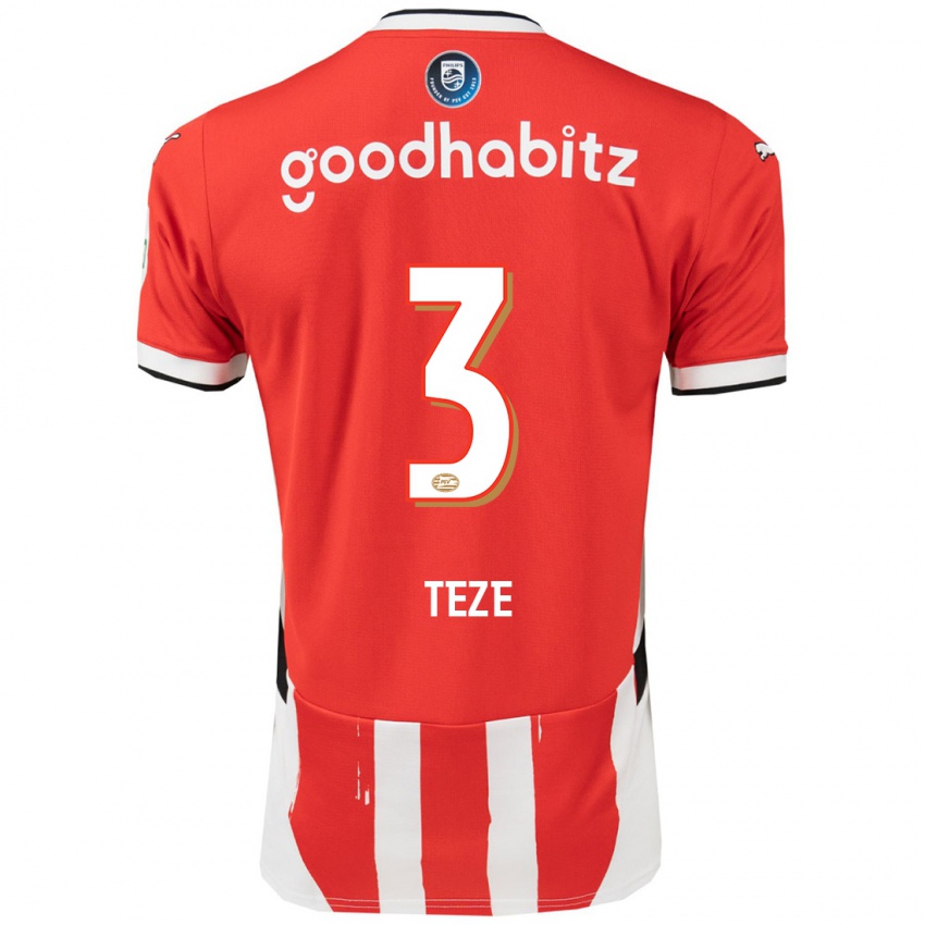 Dames Jordan Teze #3 Rood Wit Thuisshirt Thuistenue 2024/25 T-Shirt