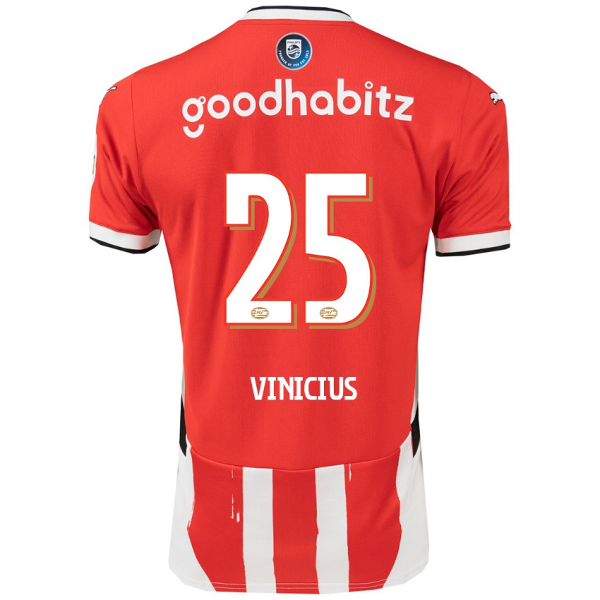 Dames Carlos Vinicius #25 Rood Wit Thuisshirt Thuistenue 2024/25 T-Shirt