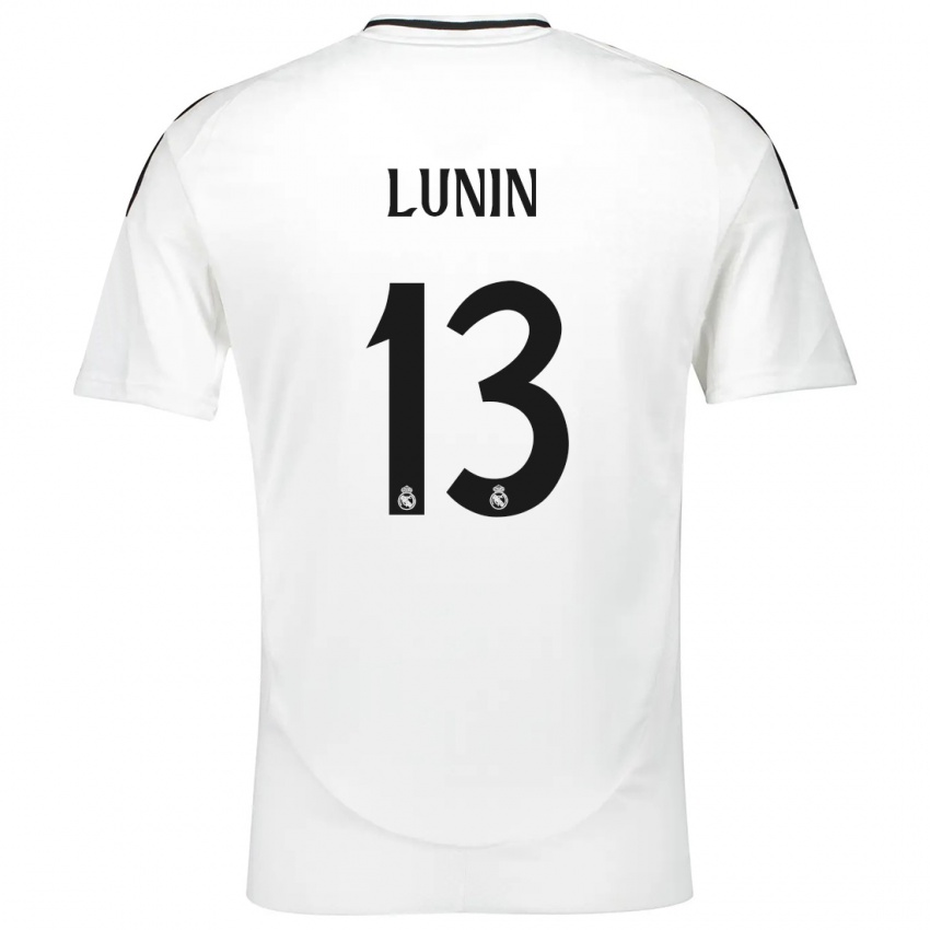 Dames Andriy Lunin #13 Wit Thuisshirt Thuistenue 2024/25 T-Shirt