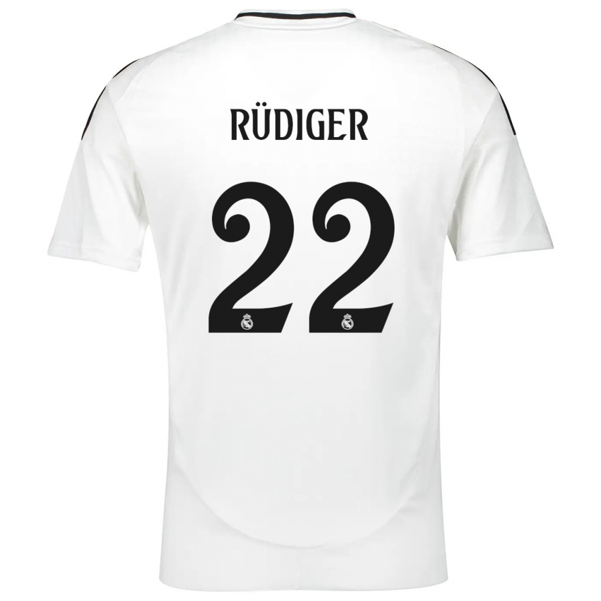 Dames Antonio Rudiger #22 Wit Thuisshirt Thuistenue 2024/25 T-Shirt