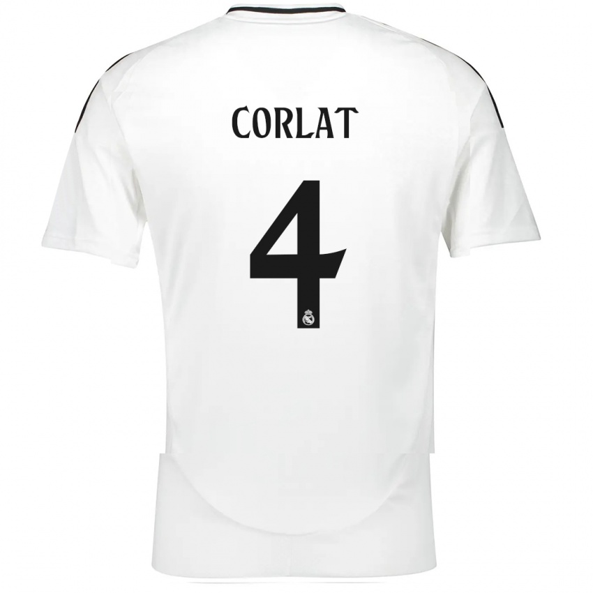 Dames Edu Corlat #4 Wit Thuisshirt Thuistenue 2024/25 T-Shirt