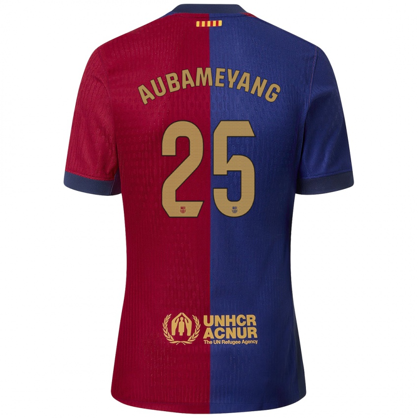 Dames Pierre Emerick Aubameyang #25 Blauw Rood Thuisshirt Thuistenue 2024/25 T-Shirt