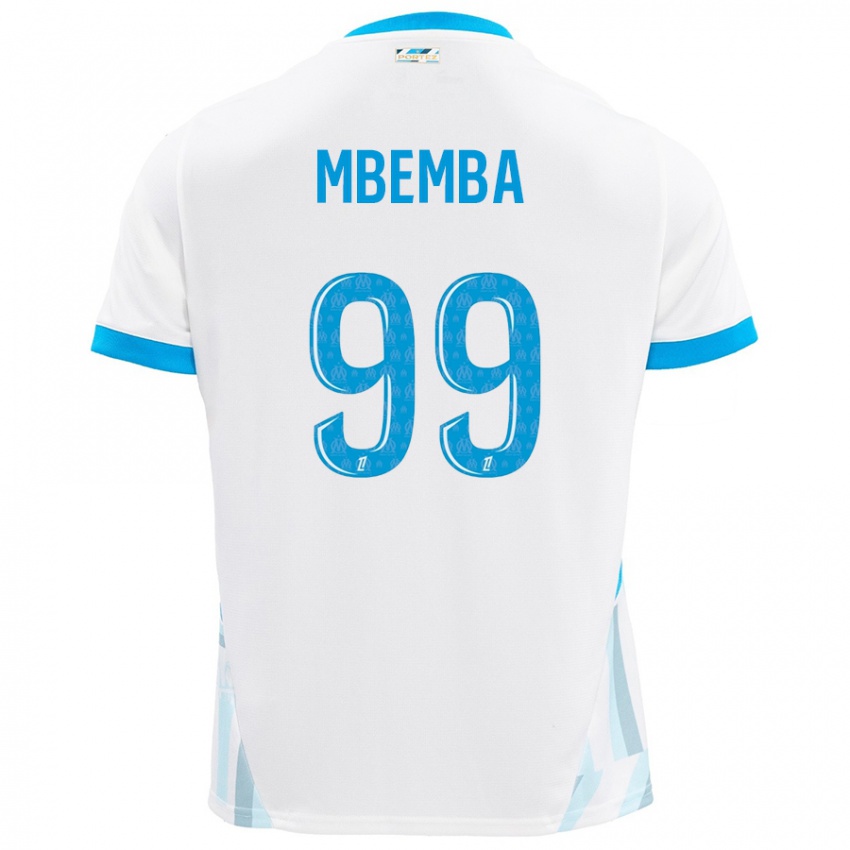 Dames Chancel Mbemba #99 Wit Hemelsblauw Thuisshirt Thuistenue 2024/25 T-Shirt