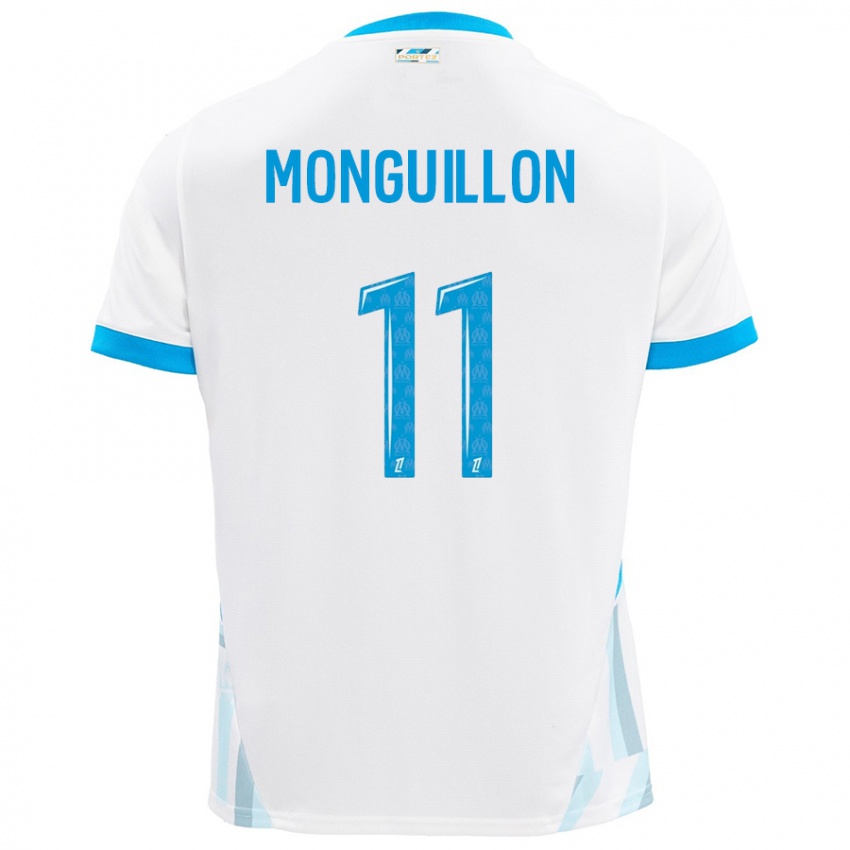 Dames Coralie Monguillon #11 Wit Hemelsblauw Thuisshirt Thuistenue 2024/25 T-Shirt