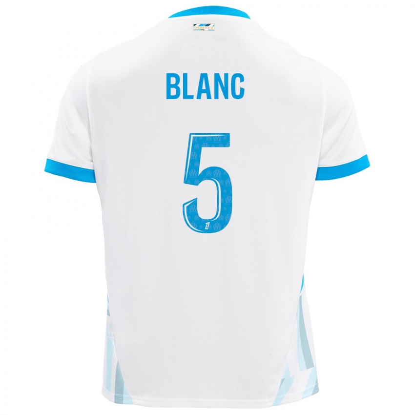 Dames Amandine Blanc #5 Wit Hemelsblauw Thuisshirt Thuistenue 2024/25 T-Shirt