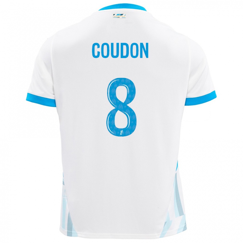 Dames Marine Coudon #8 Wit Hemelsblauw Thuisshirt Thuistenue 2024/25 T-Shirt