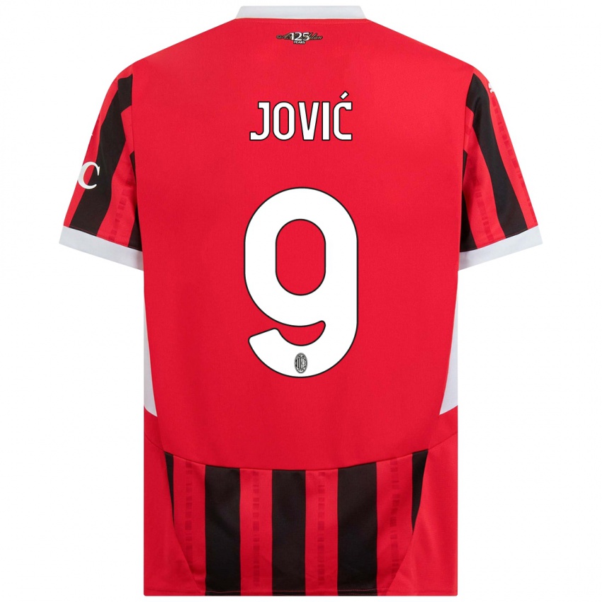 Dames Luka Jovic #9 Rood Zwart Thuisshirt Thuistenue 2024/25 T-Shirt