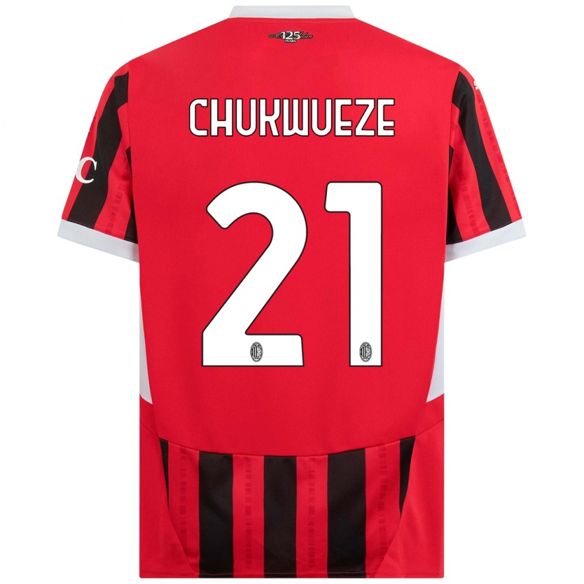 Dames Samuel Chukwueze #21 Rood Zwart Thuisshirt Thuistenue 2024/25 T-Shirt