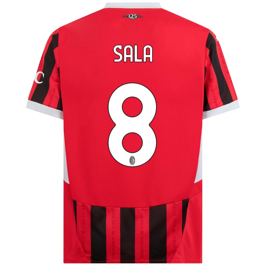 Dames Emanuele Sala #8 Rood Zwart Thuisshirt Thuistenue 2024/25 T-Shirt