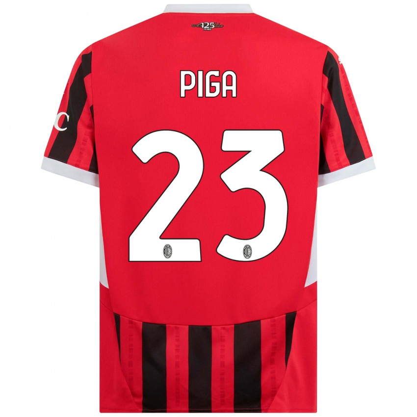 Dames Julie Piga #23 Rood Zwart Thuisshirt Thuistenue 2024/25 T-Shirt