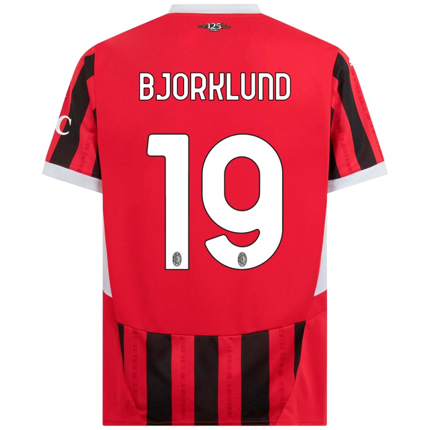 Dames Lukas Bjorklund #19 Rood Zwart Thuisshirt Thuistenue 2024/25 T-Shirt