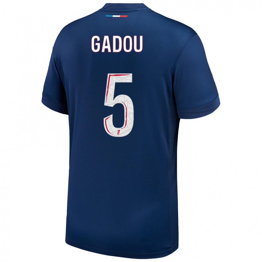 Dames Joane Gadou #5 Marineblauw Wit Thuisshirt Thuistenue 2024/25 T-Shirt