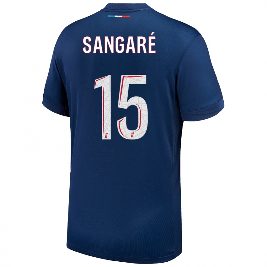 Dames Mahamadou Sangaré #15 Marineblauw Wit Thuisshirt Thuistenue 2024/25 T-Shirt