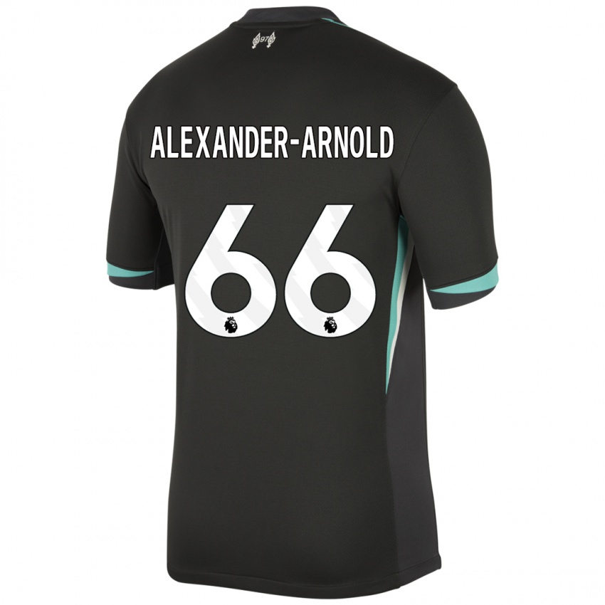 Dames Trent Alexander-Arnold #66 Zwart Antraciet Wit Uitshirt Uittenue 2024/25 T-Shirt