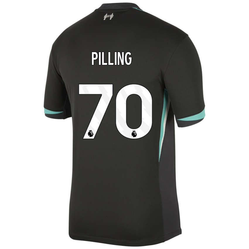 Dames Tommy Pilling #70 Zwart Antraciet Wit Uitshirt Uittenue 2024/25 T-Shirt